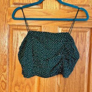 NWT La Hearts Women's M Green Floral Cropped Tank Top Spaghetti Straps